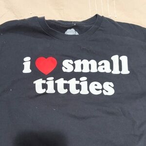 Black Graphic Short-Sleeve Tee with Red Heart and White Text